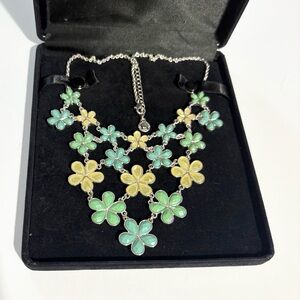 Liz Claiborne Multicolor Floral Faucet Beaded Flower Necklace